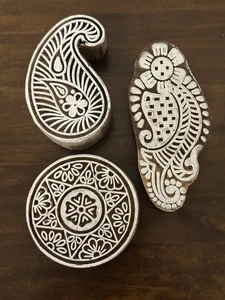 Set of 3 Shapes various Design Printing Block Wooden Stamp New WBS 42 - Picture 1 of 5