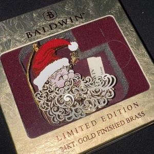 Baldwin Brass 2004 Santa Moon Christmas Ornament 24KT Gold Finish 77127.010 - Picture 1 of 8