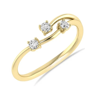 0.15 Ct Round Cut Natural Diamond Twisted Bypass Diamond Ring 14K Solid Gold - Image 1 of 4