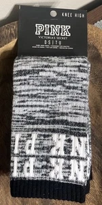 Victoria's Secret Pink 2 Paar Logo Kniestrümpfe schwarz grau - Bild 1 von 3