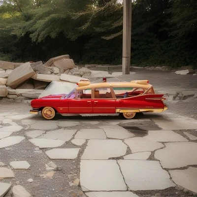 1:43 Die Cast Cadillac Miller Meteor Ambulance Red 1959 Atlas - Image 1 of 4