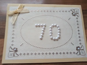 HAND DECORATED 70TH birthday card age 70 - Picture 1 of 2