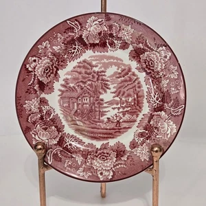 Vntg Woods Ware Enoch Woods English Scenery 7.5" Plate Pink Transfer Ware - Picture 1 of 6