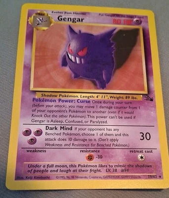 TCG POKEMON Fossil | 1999 Pokémon 1st Edition #20 Gengar - Image 1 of 4