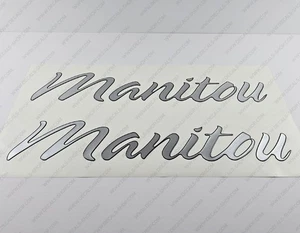 MANITOU BOAT LOGO SILVER/BLACK RAISED DOMED DECALS STICKER 23" x 4" 2pcs. - Picture 1 of 8