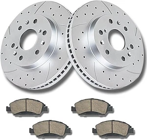 Front Brake Kit Drilled and Slotted Brake Rotors Ceramic Brake Pads Fit CHEVY - Picture 1 of 7
