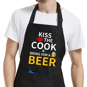 Cooking Aprons for Men with Pockets Funny Aprons for Men Chef BBQ Grilling Ki... - Picture 1 of 6