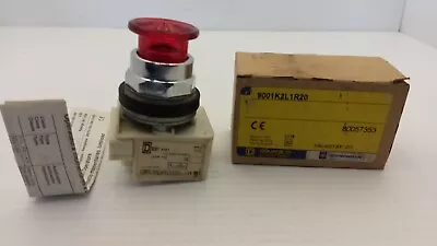 SQUARE D 9001K2L1R20 PUSHBUTTON RED MUSHROOM ILLUMINATED 110-120V SERIES H NIB  - Image 1 of 4