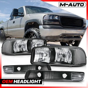For 1999-2007 GMC Sierra Yukon XL LH+RH Pair Black Headlight Bumper Parking Lamp - Picture 1 of 7