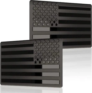 3"x5" All Black Subdued Embossed Left/Right American Flag Decal Truck Car Emblem - Picture 1 of 4