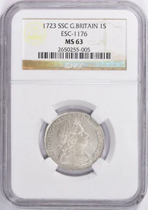 1723-SSC Great Britain Silver Shilling S-3647 MS-63 NGC - Picture 1 of 4