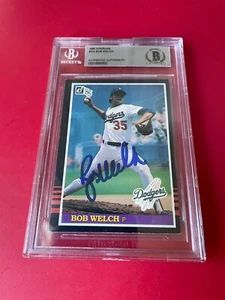 Tarjeta Donruss firmada por Bob Welch Dodgers 1985 Beckett BAS - Imagen 1 de 2