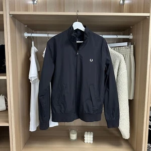 Fred Perry Mens Jacket Basic Logo Size S Black Full-Zip Bomber Windbreaker. - Picture 1 of 5