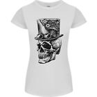 Steampunk Skull With Top Hat Womens Petite Cut T-Shirt