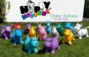 HAPPY HOPPERZ Tierwippe. Space Hopper aufblasbare Fahrt auf Hüpftieren - Bild 1 von 103