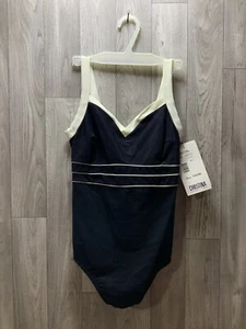 CHRISTINA One Piece Swimsuit size 16W tummy tamer black/white NWT Vtg - Picture 1 of 12
