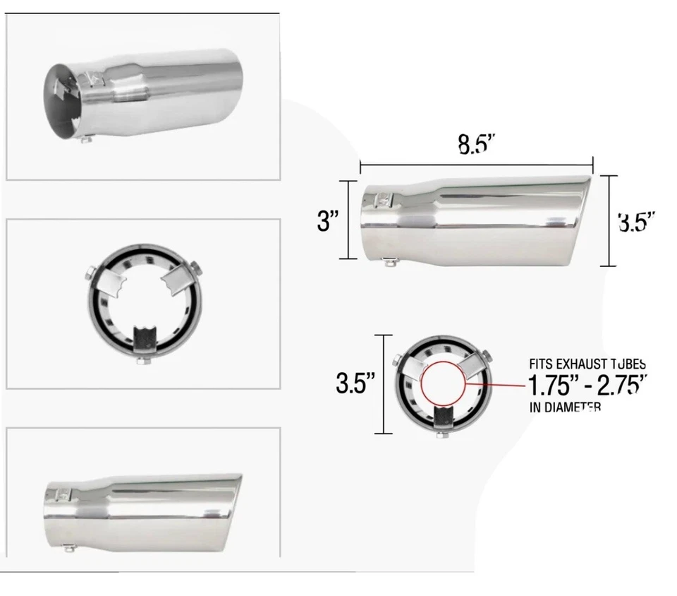 Punta de escape Spectre Performance 22354 3,5" acero inoxidable corte inclinado Foto 1 de 3