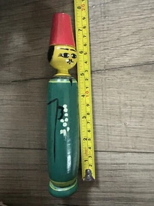 Vintage Hand Made Painted Egyptian Man Folk Art Wood Spindle Doll rare - Picture 1 of 7