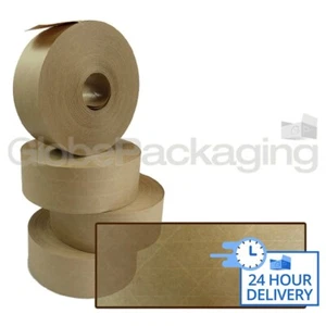 12x Rotoli Di Nastro Attiva Acqua Carta Gommata RINFORZATA 48mm x 100M, 130gsm - Foto 1 di 6