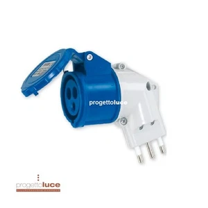 ADATTATORE SPINA 2P+T 16A CON PRESA CEE 2P+T 16A INDUSTRIALE 240V MASTER ITALIA - Foto 1 di 1
