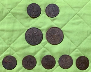INDIA 9 Metal “Fantasy Tokens” - Images of Hindu Goddesses or Gods 1970s - Picture 1 of 7