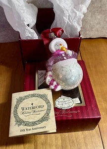 Waterford Holiday Heirlooms 10th Anniversary Snowman Avoca Annie Ornament In Box - Picture 1 of 4