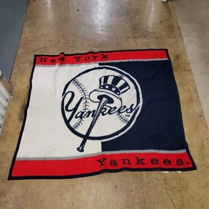 New York Yankees NYY Throw Blanket Red White Blue Biederlack 47x52 - Picture 1 of 8