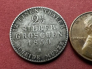 1850 Prussia 2 1/2 Silbergroschen A Mint - Billon .375 silver #RF72 - Picture 1 of 2