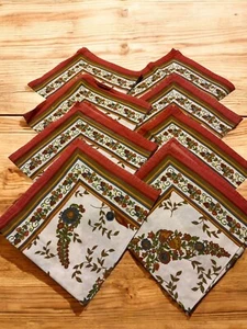 (8) Set Autumn Color Floral Paisley Boho Cloth Napkins 100% Cotton Burnt Orange - Picture 1 of 6