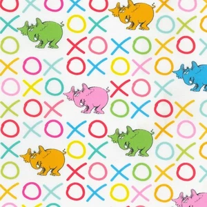 BTY Dr. Seuss Horton Kindness Elephant XOXO Pastel Cotton Fabric ADE74728-198 - Picture 1 of 2