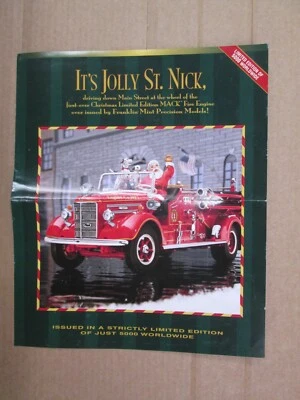 Franklin Mint Brochure Christmas Mack Fire Engine LE - Image 1 of 2