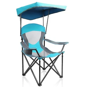 Campingstuhl mit Baldachin Klappbarer Strandkorb Strandstuhl Belastbar bis 180kg - Bild 1 von 7
