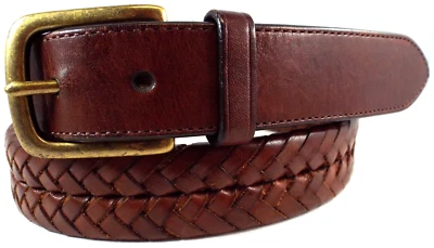 EUC Coach #F66104 Brown Leather Braided Leather 1 1/8" Casual / Golf Belt Sz 34 - Image 1 of 4