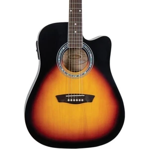 Washburn WA90CE Dreadnought Acoustic-Electric Guitar Vintage Tobacco Sunburst - Picture 1 of 8
