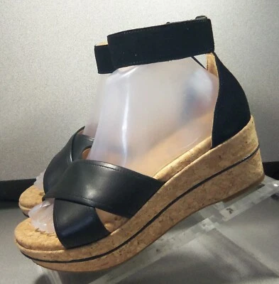 7842545 LSPSA30 GIGI ZAPATOS MUJER 10 SANDALIA CUÑA CUERO NEGRO JOHNSTON&MURPHY Foto 1 de 4