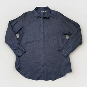 Camisa Ralph Lauren Para Hombre XL Azul Manga Larga Con Botones Calce Clásico 100% Lino - Imagen 1 de 4