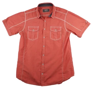 Buckle BKE Shirt Mens L Orange Embroidered Standard Fit Logo Button Short Sleeve - Picture 1 of 15