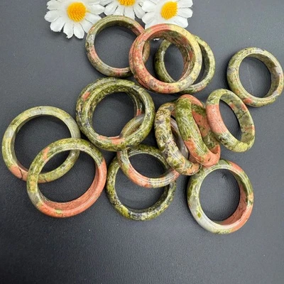 Anillo de piedras preciosas de piedra natural de unakita 50 piezas hágalo usted mismo joyería 6 mm al por mayor Foto 1 de 4