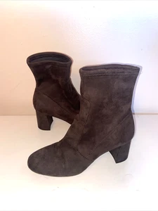 Botas de gamuza Ann Taylor marrón para mujer talla 8,5 hebilla envolvente tacón alto bloque - Imagen 1 de 11