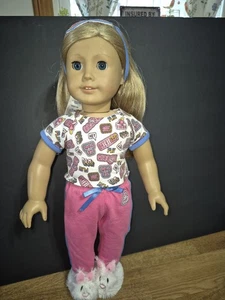 Zapatillas American Girl Cabello Rubio y Ojos Azules 18" 2008 En Pj's & Bunny  - Imagen 1 de 5