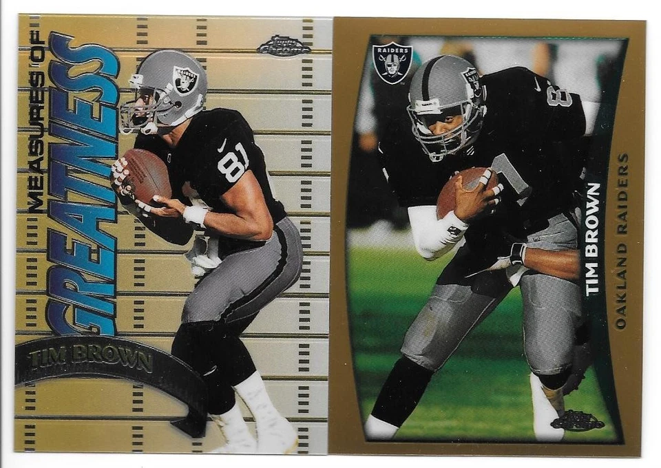 TIM BROWN PAIR 1998 TOPPS CHROME MEASURES OF GREATNESS MG4 132 OAKLAND RAIDERS - Image 1 of 1