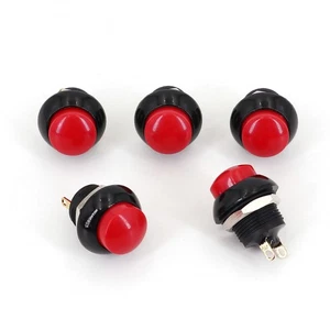 Interruptor de botón para joystick 5 piezas PA12 rojo impermeable 12 mm momentáneo 2 pines 1NO - Imagen 1 de 6