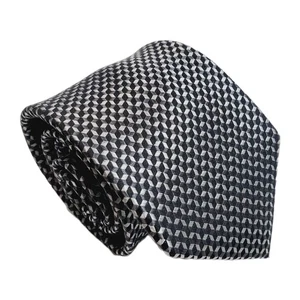 Michael Kors Silver Geometric Men's Designer Silk Necktie Jacquard Fabric  - Picture 1 of 5