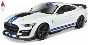 MODELLINO STATICO MAISTO 1/18 2020 MUSTANG SHELBY GT500 WHITE W/BLUE STRIPES - Foto 1 di 1