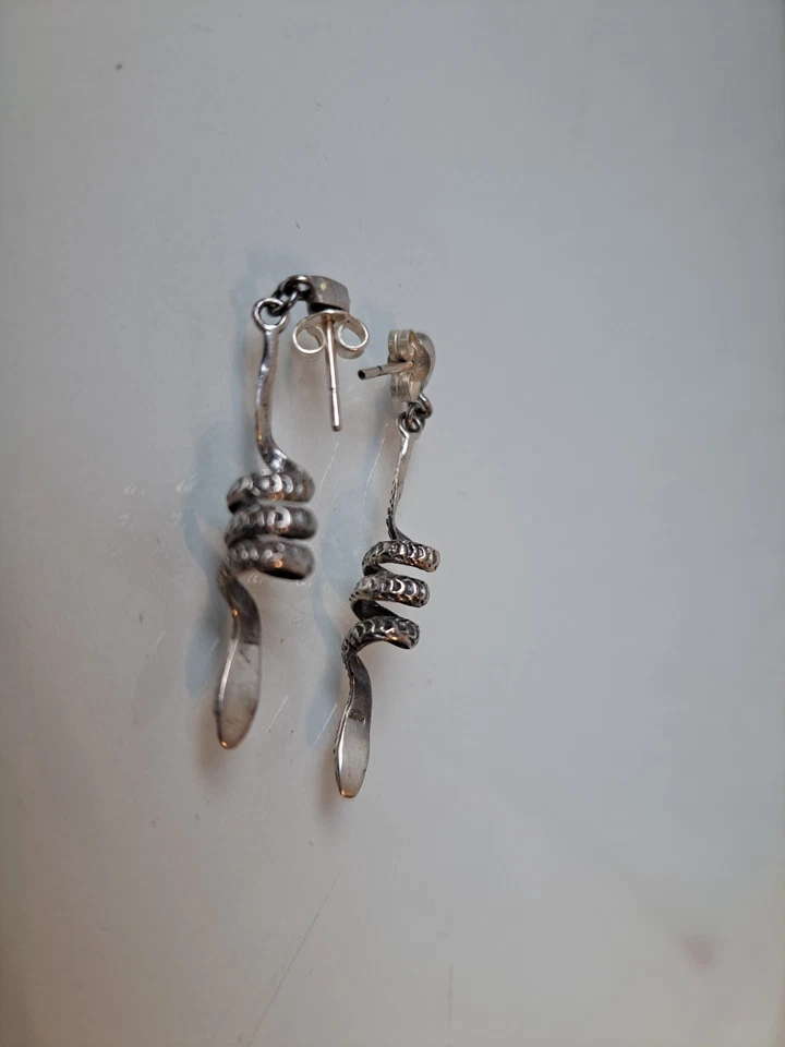 Bella,vecchio Orecchini,Orecchini Pendenti/Spina,925 Argento Con Lapis,Serpente - Immagine 1 di 4