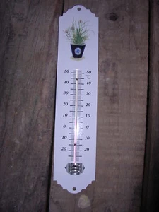 EMAILLE THERMOMETER Außen PFLANZE TOPF ERDE EMAIL DEKO NEU FAB. EN FRANCE - Bild 1 von 1