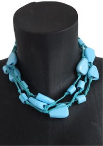 COLLIER,RAS de COU ; 3 RANGS ; TURQUOISE ; env. 42cm  ; NEUF,JAMAIS PORTE. / 16 - Photo 1/3