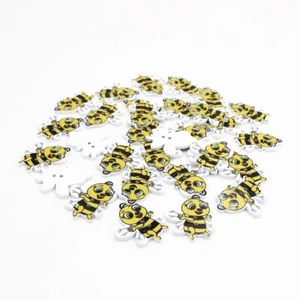 50pcs 30mm Bee Theme Wooden Buttons Scrapbooking Baby Children Clothing Sewing - Picture 1 of 1