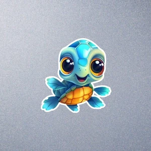 Cute Cartoon Turtle Vinyl Car Sticker Decal - Water Bottle - Laptop - Ocean 4 - Picture 1 of 1