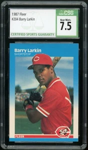 BARRY LARKIN 1987 Fleer #204 Cincinnati Reds Hall of Fame CSG 7.5 NM+ Near Mint+ - Picture 1 of 2